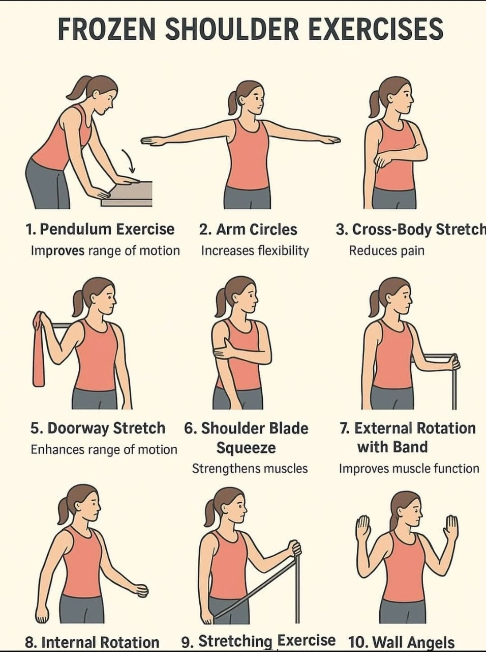 Frozen Shoulder Kinesiology Rehabilitation Workout Steps Overview Chart