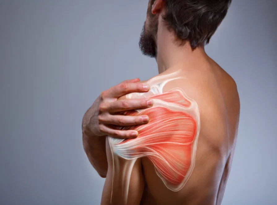 Patient exhibiting shoulder muscle discomfort